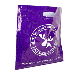 Printed Purple Carrier Bag White Kraft Paper Twist Handle Carrier Bag